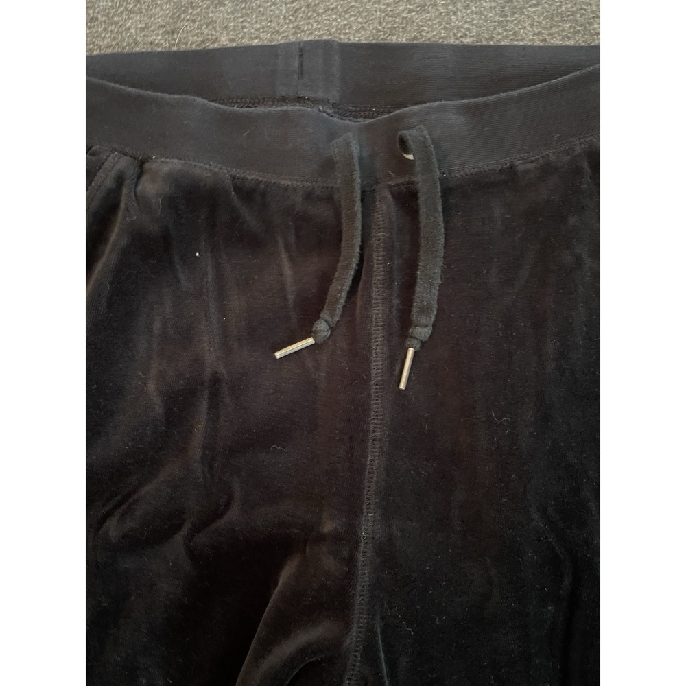 Vintage Eddie Bauer Velour Velvet Wide Leg Lounge Pants Women M Tall Black Y2K - Picture 4 of 5